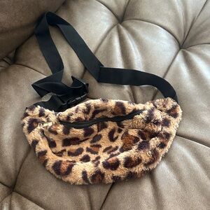 Leopard Print Furry Belt Bag